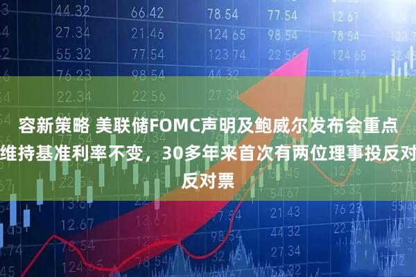 容新策略 美联储FOMC声明及鲍威尔发布会重点：维持基准利率不变，30多年来首次有两位理事投反对票