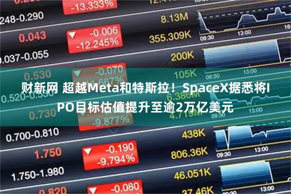 财新网 超越Meta和特斯拉！SpaceX据悉将IPO目标估值提升至逾2万亿美元